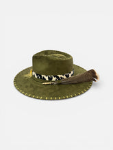 Load image into Gallery viewer, Handcrafted Olive Sunburst Fedora