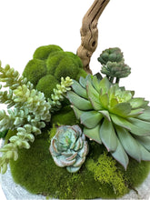 Load image into Gallery viewer, Orchid & Succulent Harmony in Concrete Bowl Elegant Faux Arrangement for Luxury Interiors