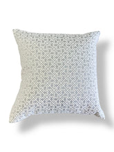 Load image into Gallery viewer, 20x20 Embroidered Cotton Pillow- Silver & Off-White