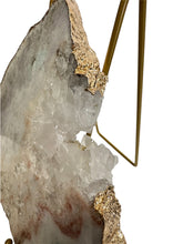 Load image into Gallery viewer, Pink Amethyst Slice with Natural Crystals & Gold Edge