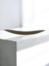 Load image into Gallery viewer, Hand-Blown Iridescent Glass Centerpiece – Steel Blue with Gold