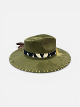 Load image into Gallery viewer, Handcrafted Olive Sunburst Fedora