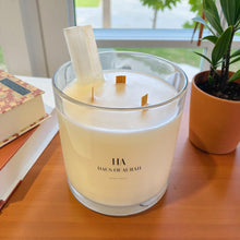 Load image into Gallery viewer, Haus Signature Caribbean Teakwood Selenite Candle – Crackling Wood Wicks