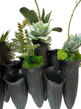 Load image into Gallery viewer, Sculptural Orchid & Succulent Arrangement in Black Organic Vase – Modern Botanical