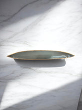 Load image into Gallery viewer, Hand-Blown Iridescent Glass Centerpiece – Steel Blue with Gold