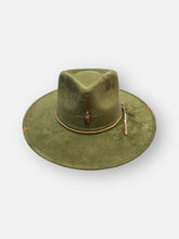 Load image into Gallery viewer, Handcrafted Olive Crystal Fedora