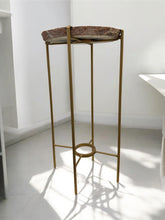 Load image into Gallery viewer, Blue-Gray Agate Accent Table with Natural Crystal Center