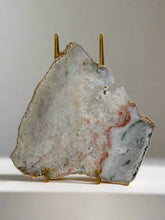 Load image into Gallery viewer, Pink Amethyst Slice with Natural Crystals & Gold Edge