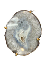 Load image into Gallery viewer, Blue-Gray Agate Accent Table with Natural Crystal Center