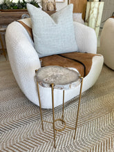 Load image into Gallery viewer, Polished Agate Accent Table with Matte Gold