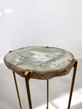 Load image into Gallery viewer, Blue-Gray Agate Accent Table with Natural Crystal Center