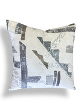 Load image into Gallery viewer, 20x20 Abstract Printed Pillow – Charcoal, light Brown, Grey &amp; Ivory
