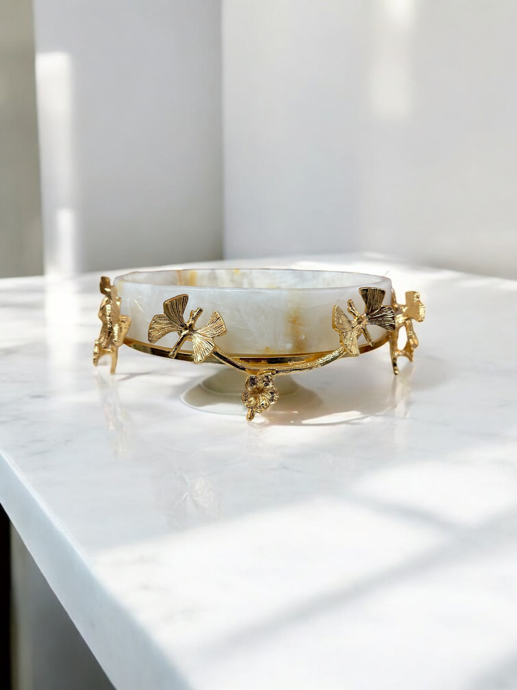 Cream and Golden Onyx Serving Piece