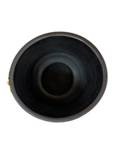 Load image into Gallery viewer, Sculpted Black Clay Vase with Gold Leaf Floral Detail
