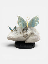 Load image into Gallery viewer, Mica &amp; Blue Onyx Butterfly Sculpture on Black Marble Base

