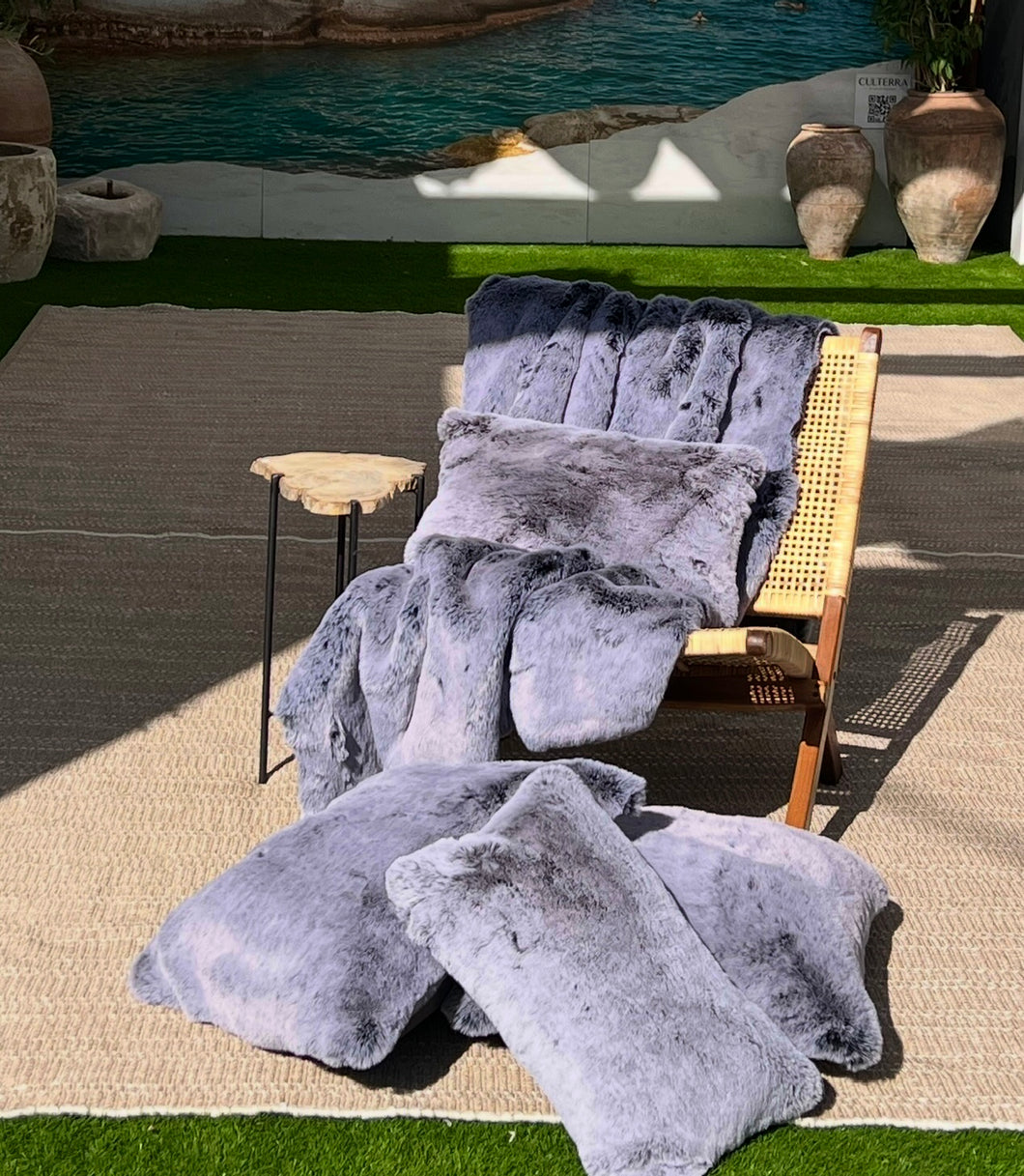 French Faux Fur Pillow – Black Frost | 12x20