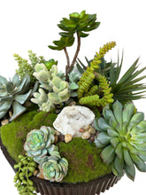 Load image into Gallery viewer, Dark Brown Modern Fluted Bowl- Lush Silk Succulents &amp; Geode
