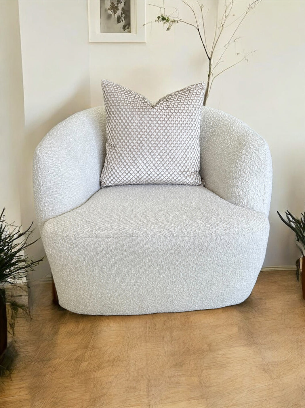 20x20 Velvet Textured Pillow – Cream & Light Taupe