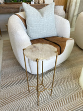 Load image into Gallery viewer, Frosted Agate Accent Table with Matte Gold Base
