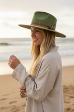 Load image into Gallery viewer, Handcrafted Moss Green Artisan Fedora
