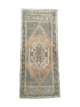 Load image into Gallery viewer, Vintage Turkish Runner – Pale Sage, Dusty Peach &amp; Soft Cream
