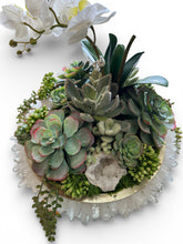 Load image into Gallery viewer, Crystal Quartz Orchid &amp; Succulent Arrangement
