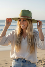 Load image into Gallery viewer, Handcrafted Moss Green Artisan Fedora
