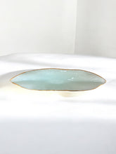Load image into Gallery viewer, Handblown Glass Centerpiece in Iridescent Aqua with Gold Edges
