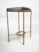 Load image into Gallery viewer, Half-Moon Agate Accent Table in Cream and Charcoal Tones
