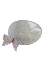 Load image into Gallery viewer, Quartz Dish &amp; Pink Quartz Butterfly
