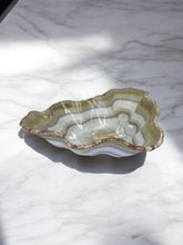 Load image into Gallery viewer, Hand-Carved Onyx Bowl — Olive Green, Cream &amp; Stone Veining
