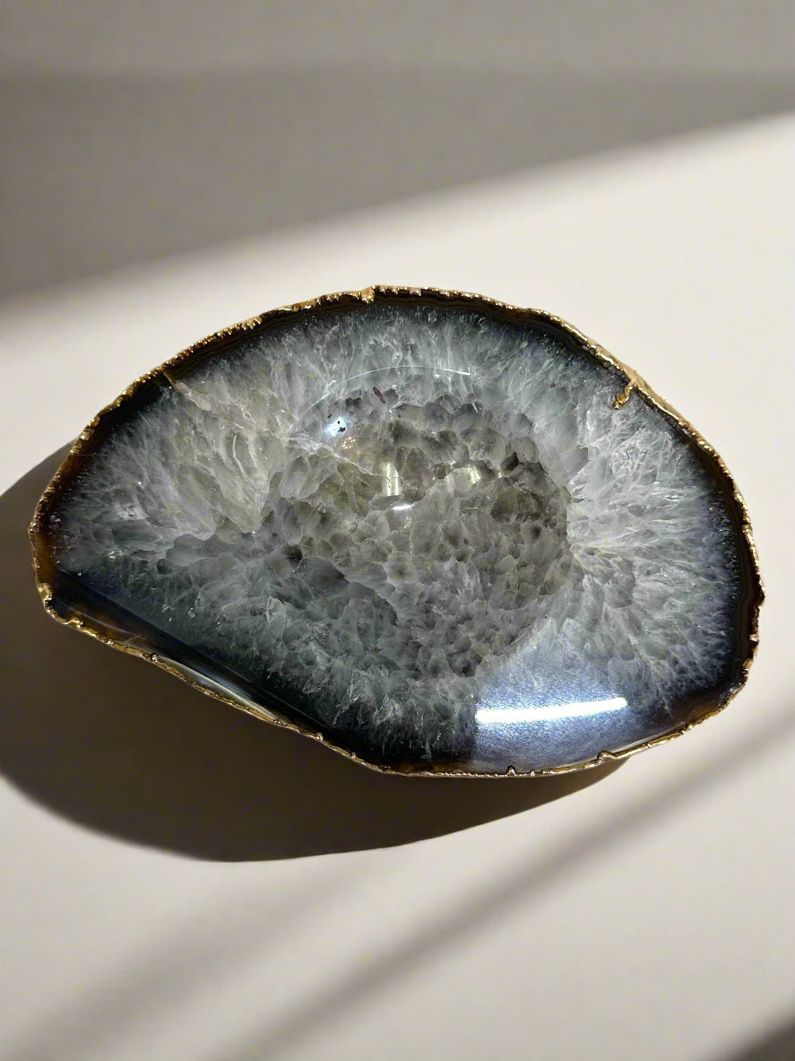 Small Agate Bowl with Gold Detail