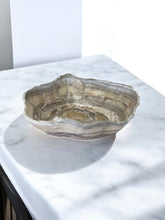 Load image into Gallery viewer, Hand-Carved Onyx Bowl — Taupe, Cream &amp; Goldie Layers
