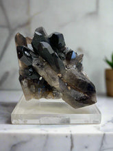 Load image into Gallery viewer, Small Smoky Quartz Cluster on Lucite Base
