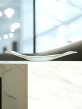 Load image into Gallery viewer, Handblown Glass Centerpiece in Iridescent Aqua with Gold Edges
