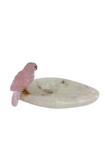 Load image into Gallery viewer, Rose Quartz Bird on jewelry Crystal Quartz plate
