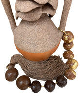 Load image into Gallery viewer, Two-Tone Brazilian Vase with Sculpted Lid, Tassel, and Gilded Beads
