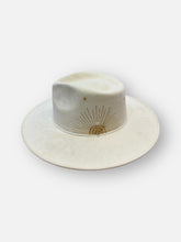 Load image into Gallery viewer, Handcrafted Cream Crystal Fedora
