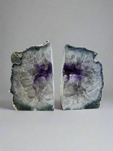 Load image into Gallery viewer, Amethyst Book Holder with Silver-Plated Back
