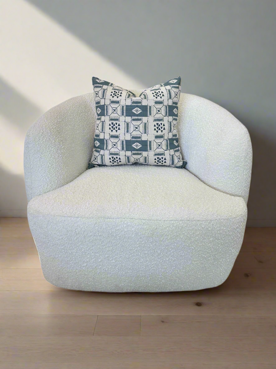 Linen Printed Pillow - Slate Blue