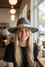 Load image into Gallery viewer, Handcrafted Charcoal Sunburst Fedora
