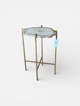 Load image into Gallery viewer, Natural Agate Side Table with Solid Brass Base – One of a Kind
