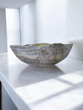 Load image into Gallery viewer, Hand-Carved Onyx Bowl — Taupe, Cream &amp; Goldie Layers

