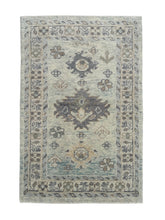 Load image into Gallery viewer, Vintage Turkish Rug – Faded Olive, Cream &amp; Dusty Blue Floral
