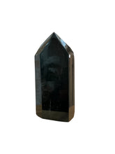 Load image into Gallery viewer, Black Obsidian Crystal Point Sculpture | Polished Natural Stone Statement Piece
