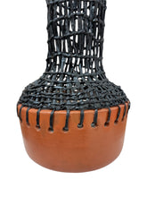 Load image into Gallery viewer, Handwoven Raffia and Clay Vase – Brazilian Artisan Craft
