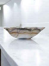 Load image into Gallery viewer, Hand-Carved Onyx Bowl — Cream, Taupe &amp; Earthstone Layers
