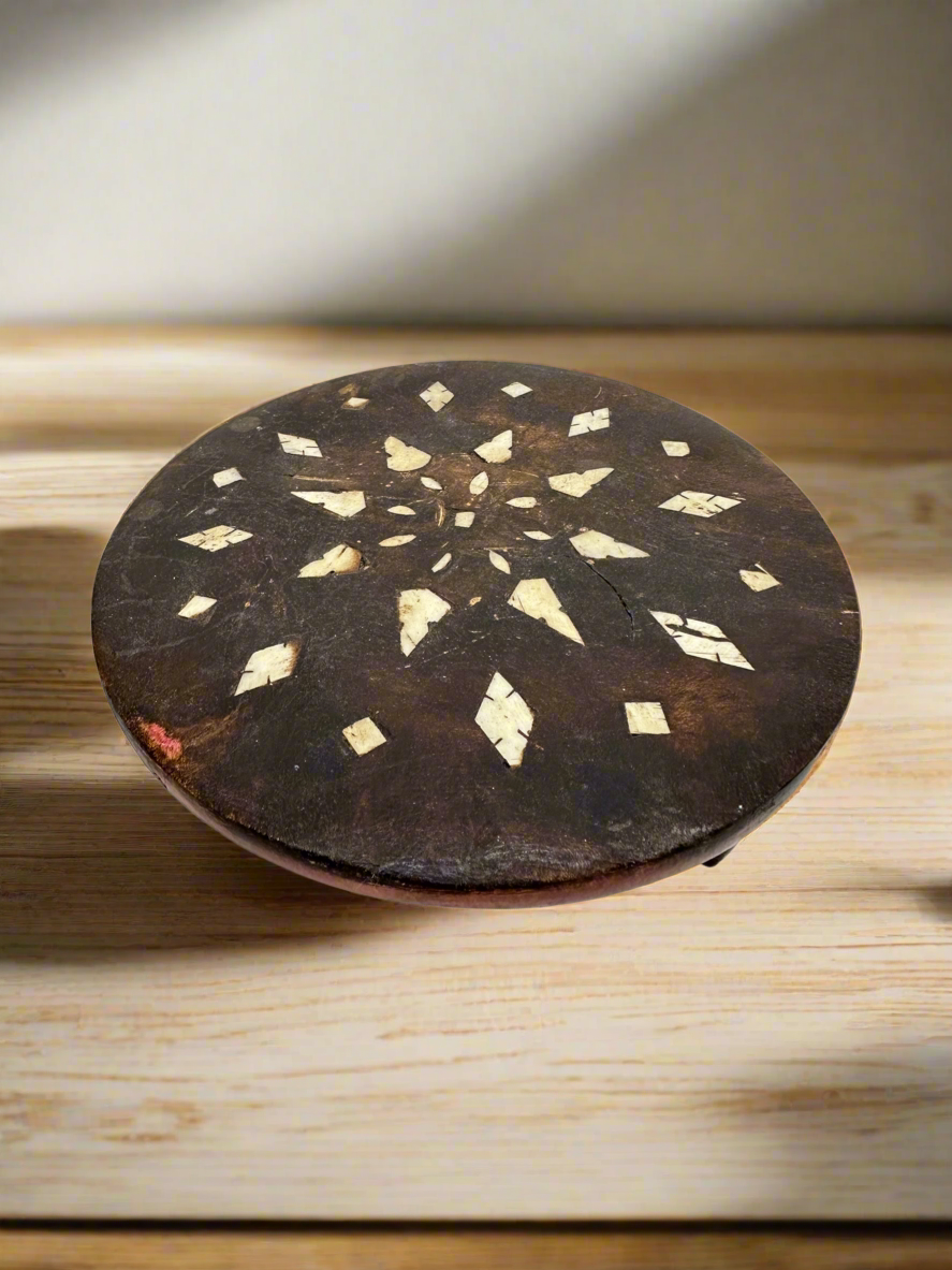 African wood tray with Bone inlay