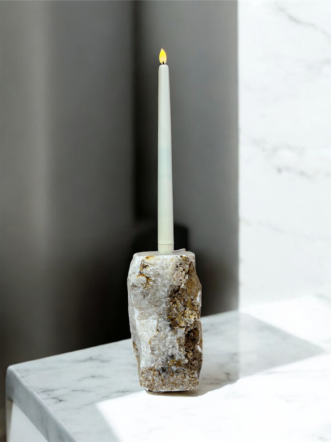 Chiseled Onyx Candle Holder