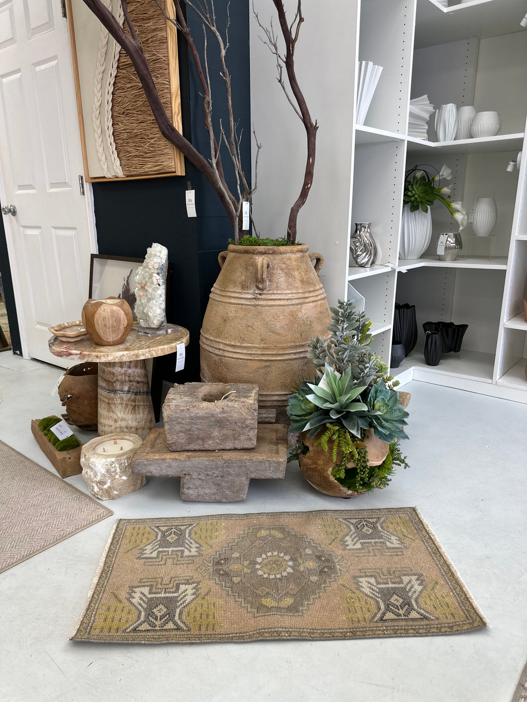 Vintage Anatolian Rug – Golden Clay & Olive Motif